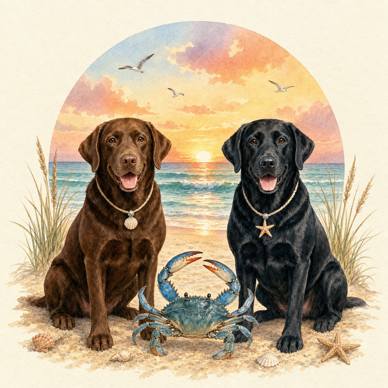 Clean coastal hero with both Labs